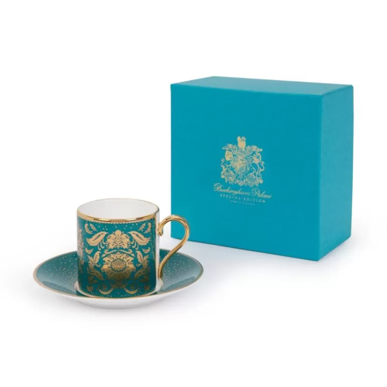 Royal Collection Shop Acanthus Teal Coffee Cup And Saucer | Cups & Saucers