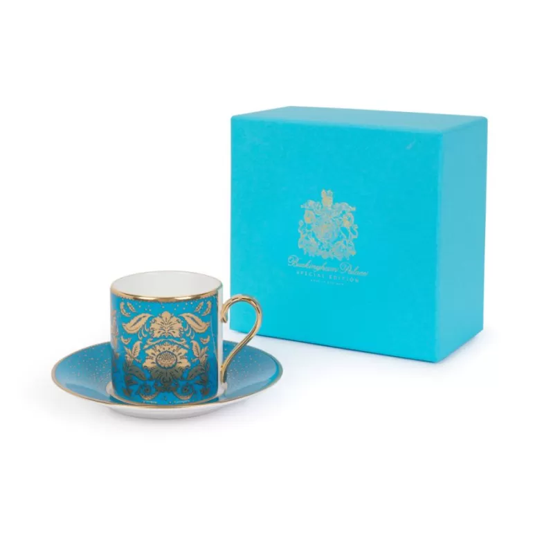 Royal Collection Shop Acanthus Turquoise Coffee Cup And Saucer | Cups & Saucers