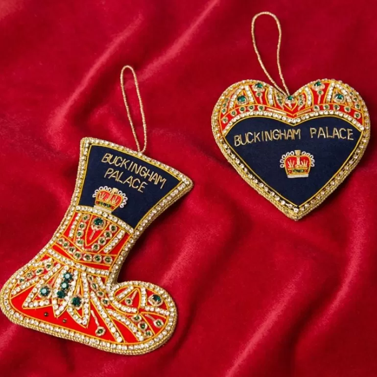 Royal Collection Shop Buckingham Palace Navy And Red Heart Decoration | Decorations
