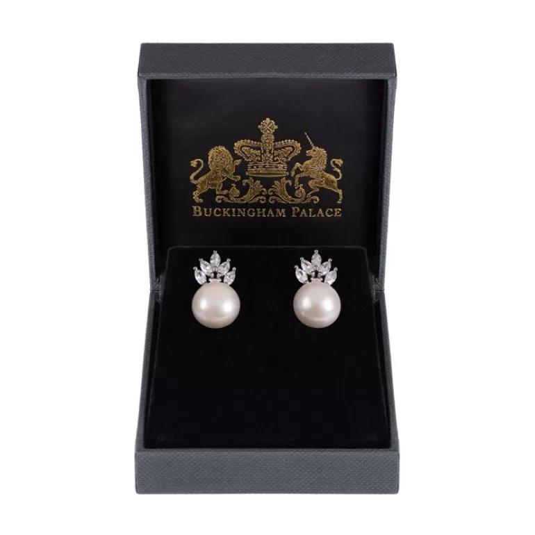 Royal Collection Shop Crown And Pearl Stud Earrings | Earrings