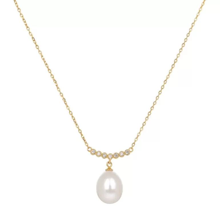 Royal Collection Shop Gold Crescent Pearl Drop Necklace | Necklaces