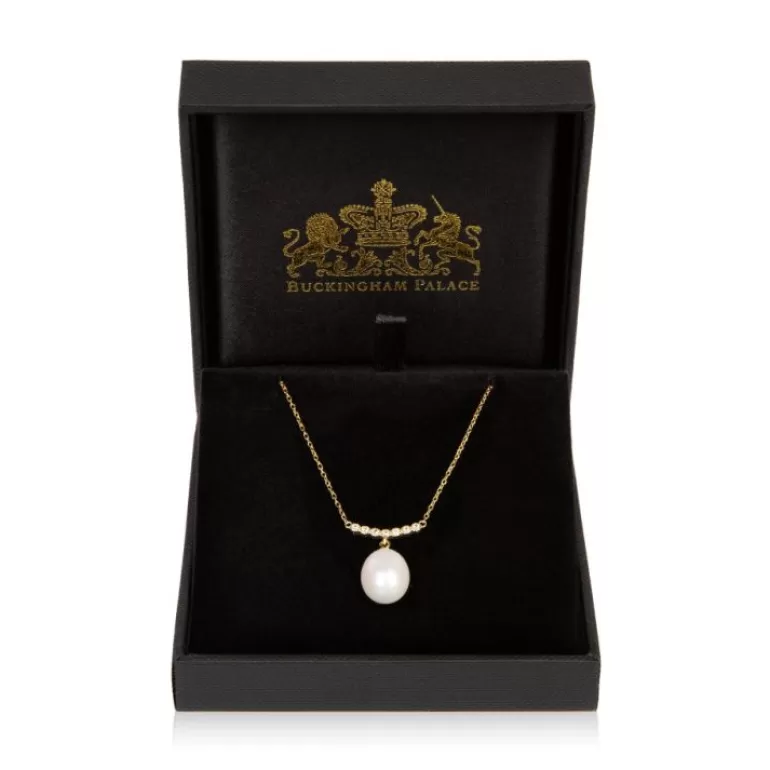 Royal Collection Shop Gold Crescent Pearl Drop Necklace | Necklaces