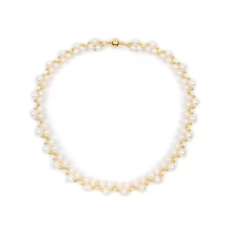 Royal Collection Shop Gold Hematite And White Pearl Collar | Necklaces