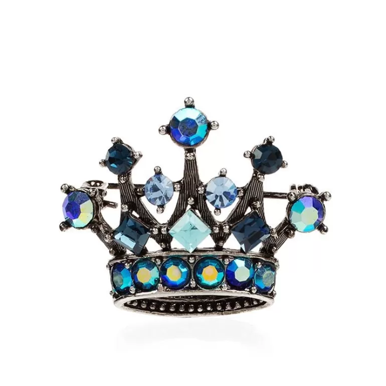 Royal Collection Shop Small Blue Crystal Crown Brooch | Brooches