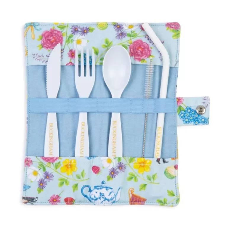 Royal Collection Shop The Summertime Blue Bamboo Cutlery Wrap | Picnics