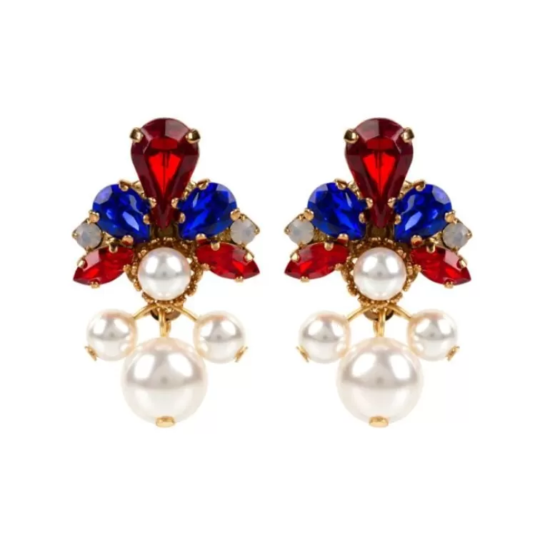 Royal Collection Shop Vicki Sarge Red, White And Blue Pearl Drop Earrings | Earrings