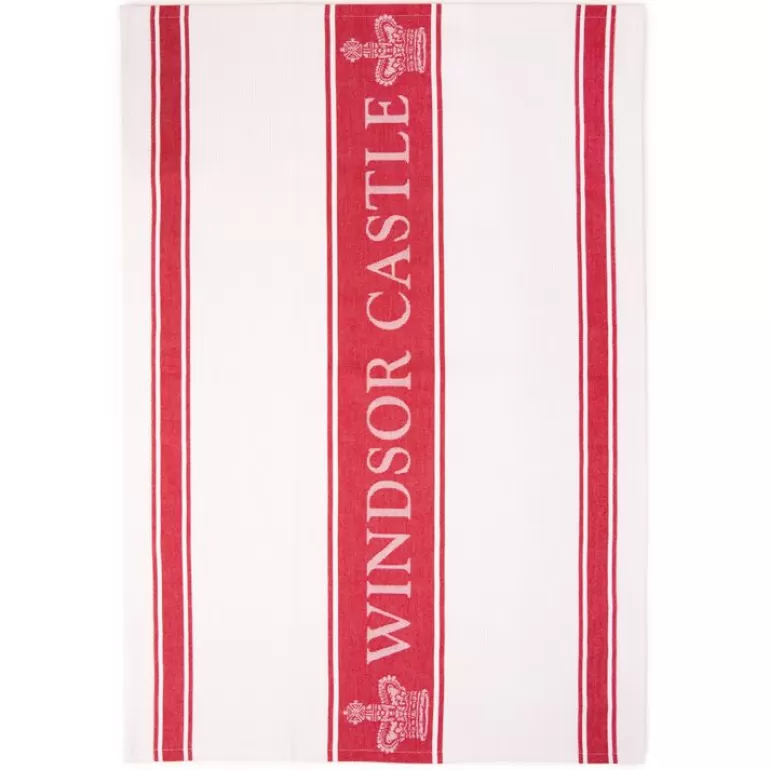 Royal Collection Shop Windsor Castle Red Waffle Tea Towel | Breakfast Table